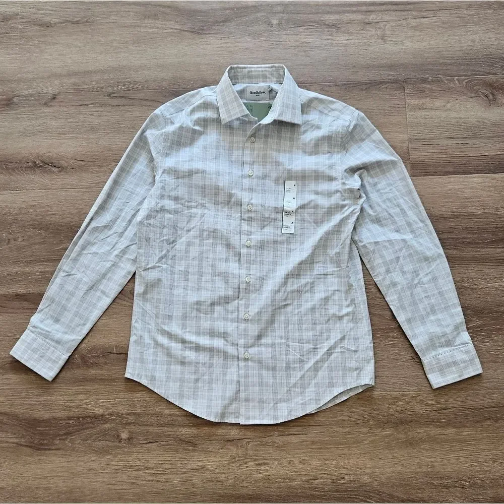 Goodfellow & Co Men's White And Gray Plaid Shirt Size M